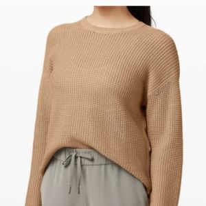 Lululemon Easy Embrace Sweater Beech Wood Tan 100% Cotton